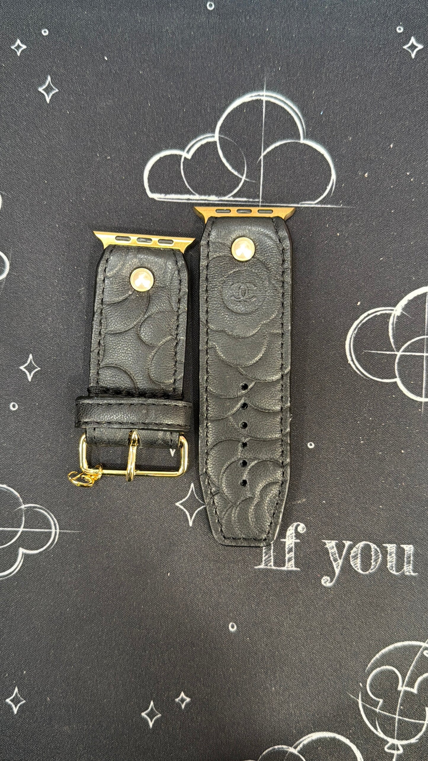 OTD-Beta-Authentic Upcycled Black Camillia Flower Leather Chanel