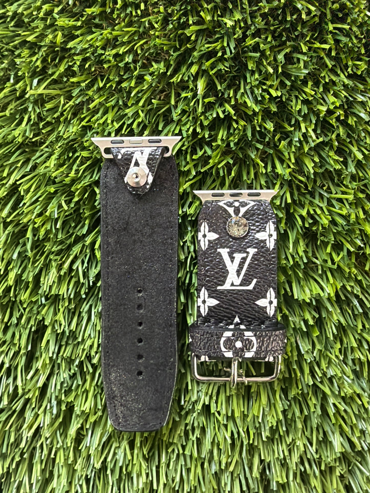 Blemished-Authentic Upcycled LV Black with White Monogram