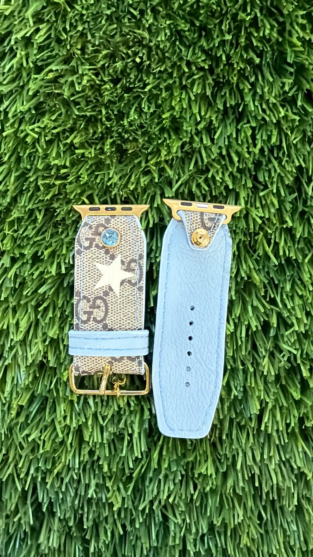 OTD-Authentic Upcycled GG Ivory Stars with Baby Blue