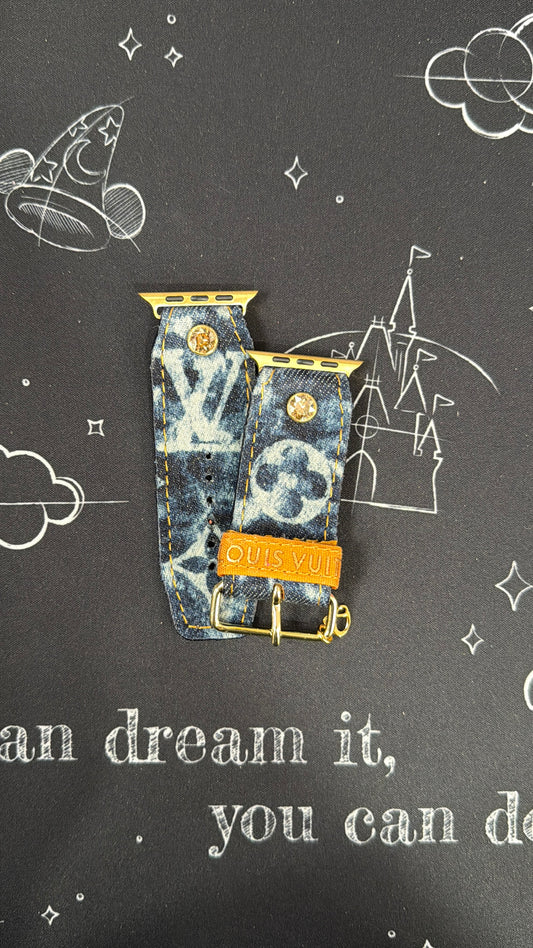 Blemmished-Alpha-Authentic Upcycled LV Blue Denim Splash-Leather Liner