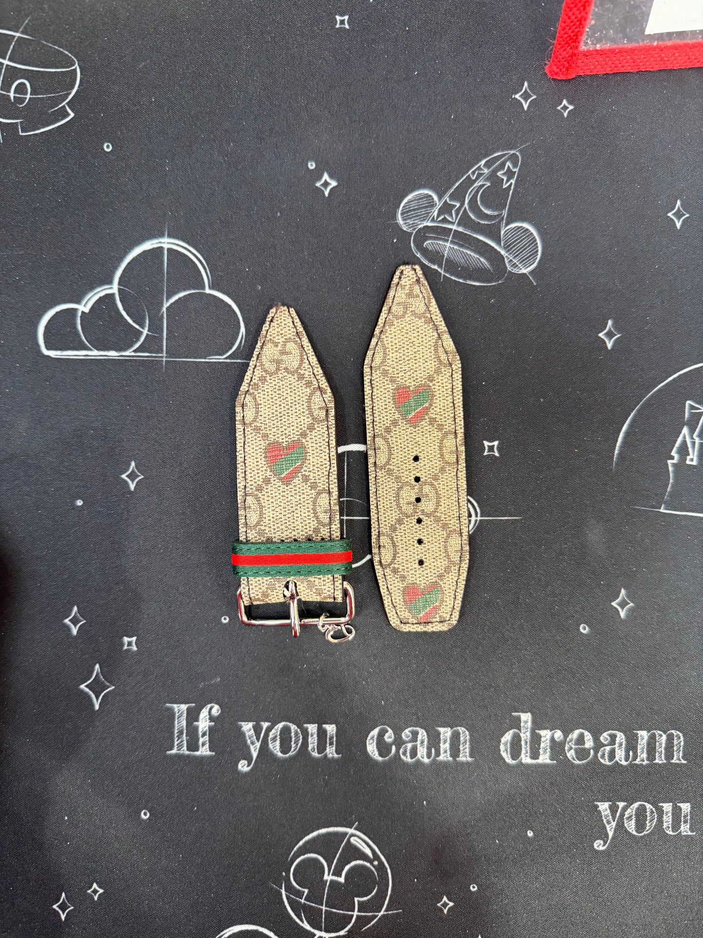 OTD- Alpha-Diamond Red Hearts-Authentic Upcycled Rare GG Christmas Hearts with Brown Liner