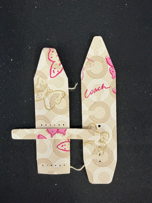LC-Beta- Gold Open Winged Butterflies with logo-Authentic Upcycled Coach Pink & Gold Butterflies