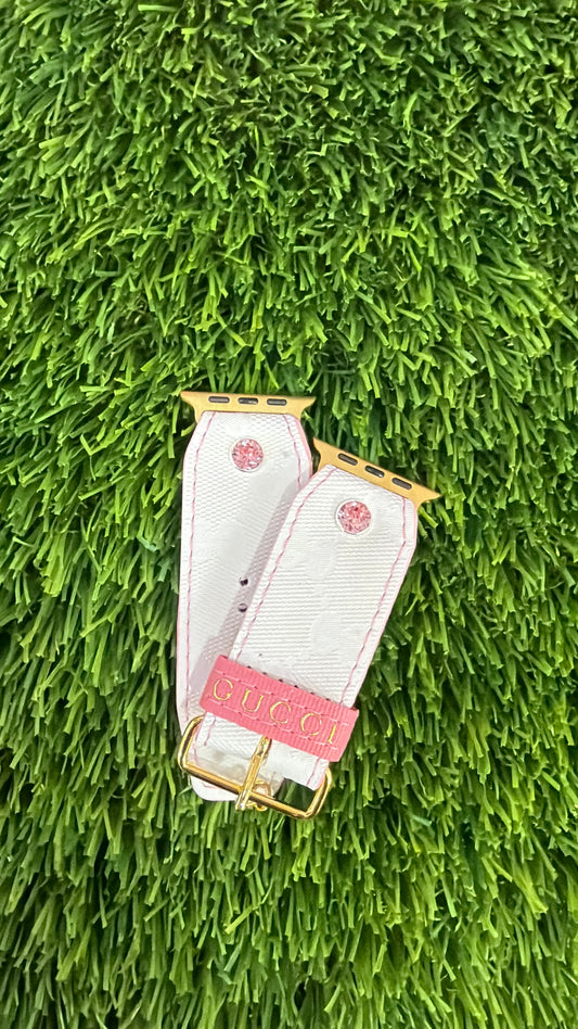 OTD-Authentic Upcycled White GG Imprime with Pink