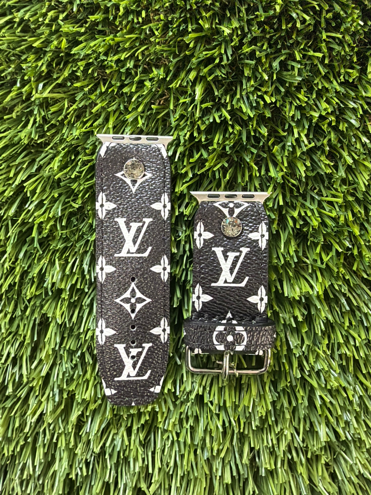 Blemished-Authentic Upcycled LV Black with White Monogram