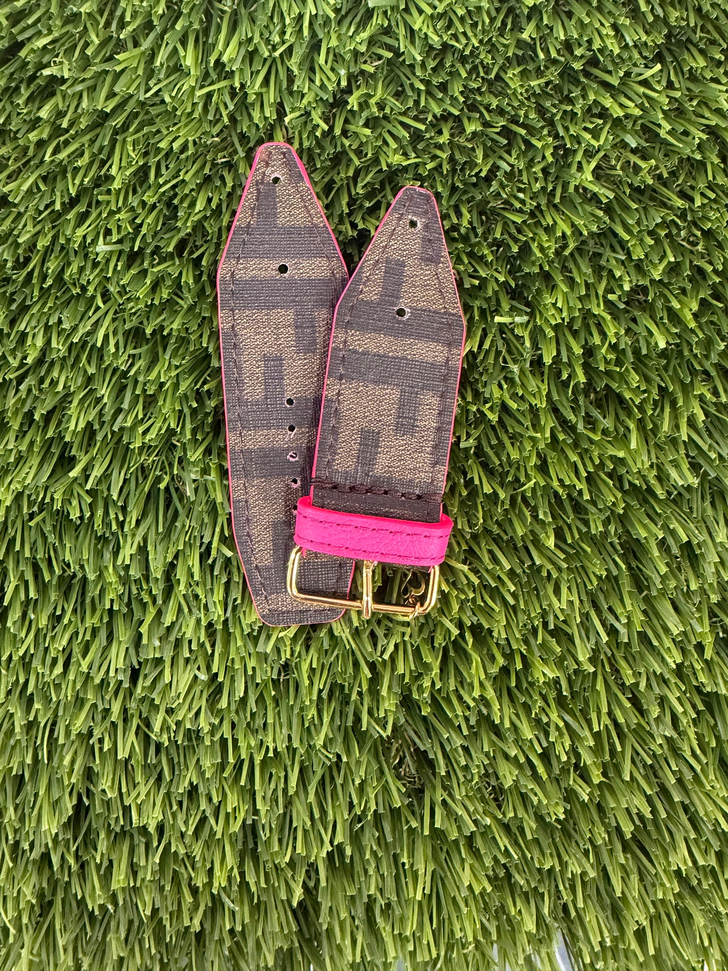 OTD-Fun Fendi Neon Pink- Authentic Upcycled Traditional Brown Zucca Fendi