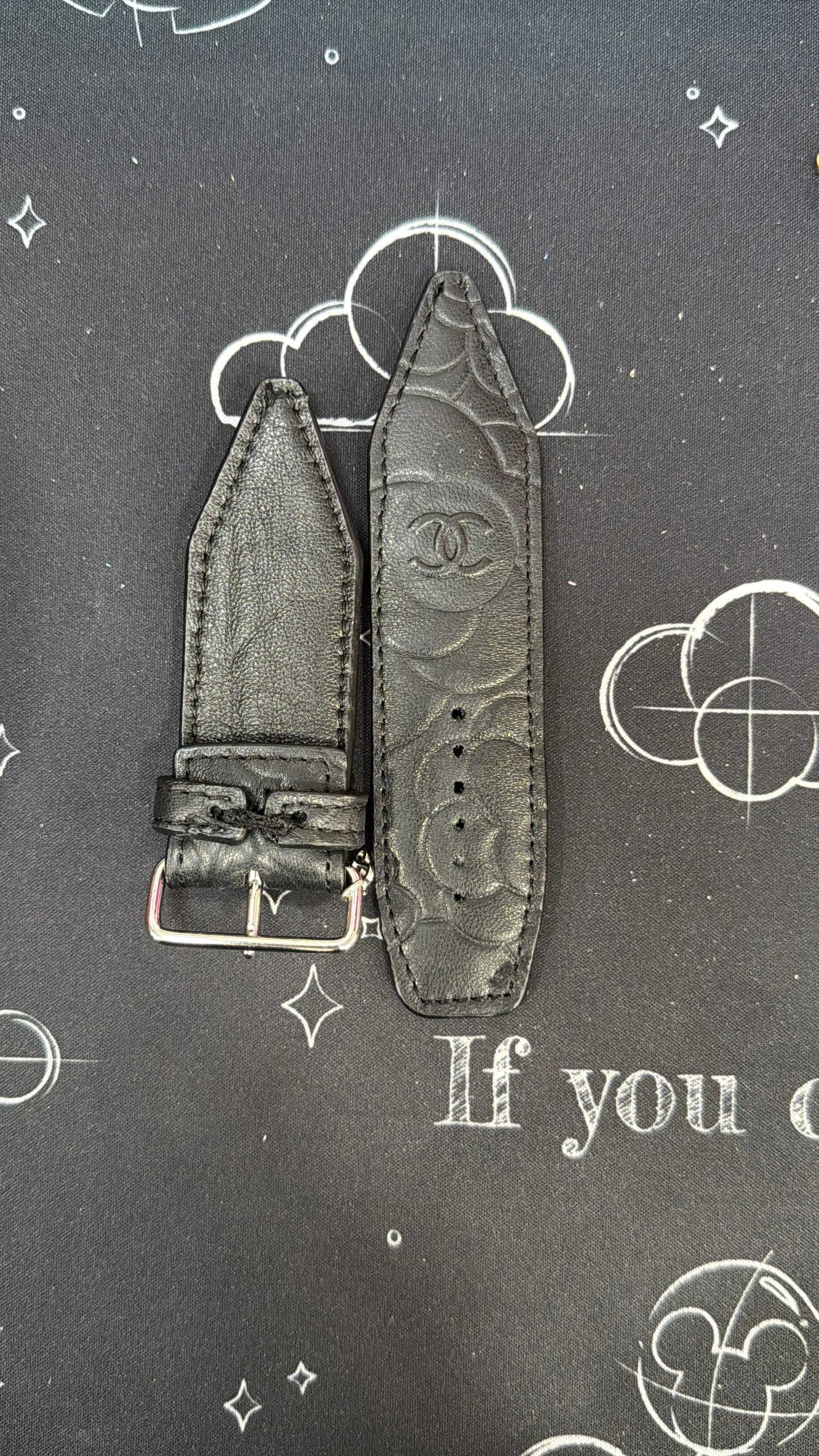 OTD-Beta-Authentic Upcycled Black Camillia Flower Leather Chanel-2