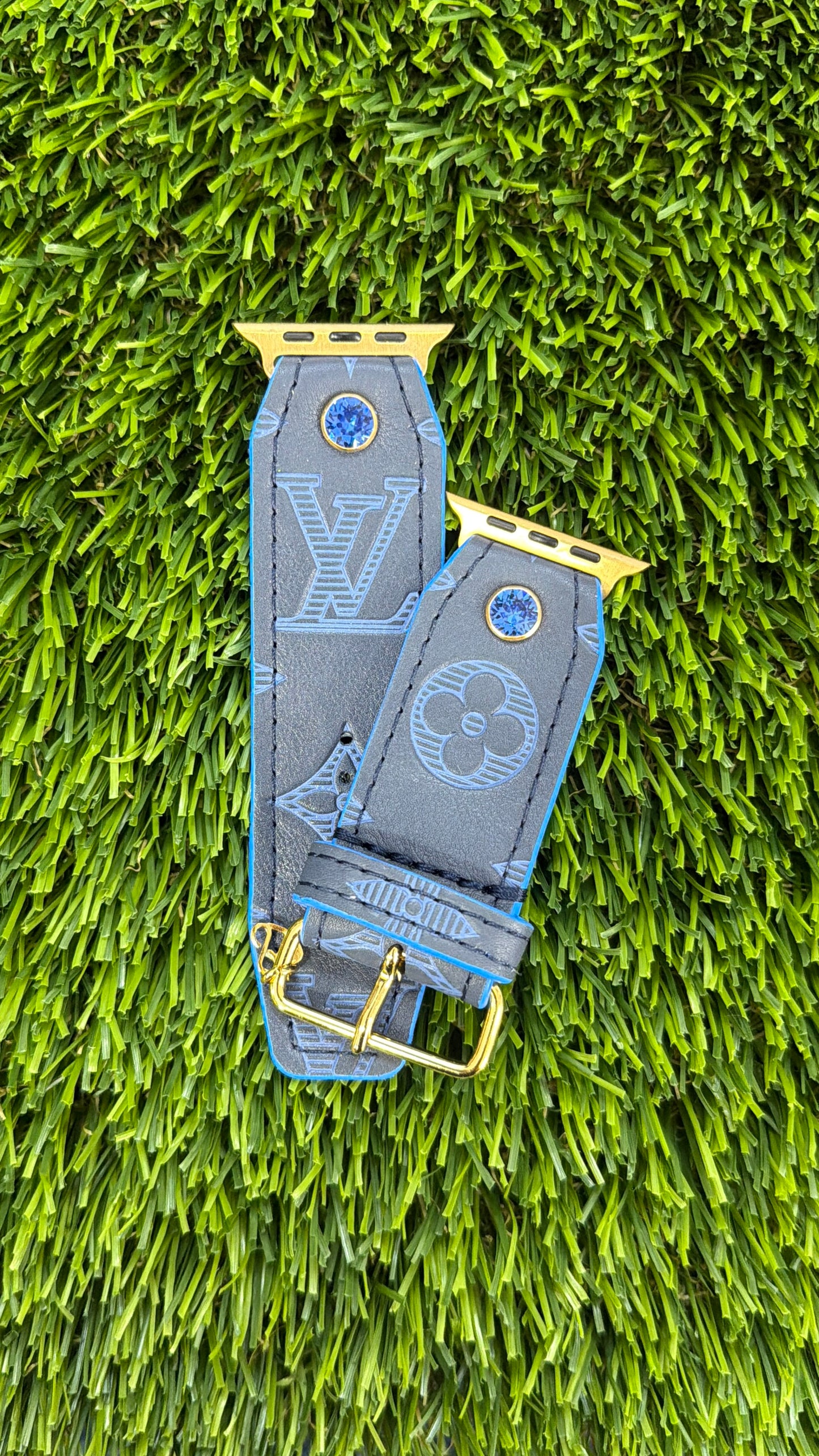 OTD-Beta- Authentic Upcycled Rare Blue on Navy Shadow LV Monogram with blue