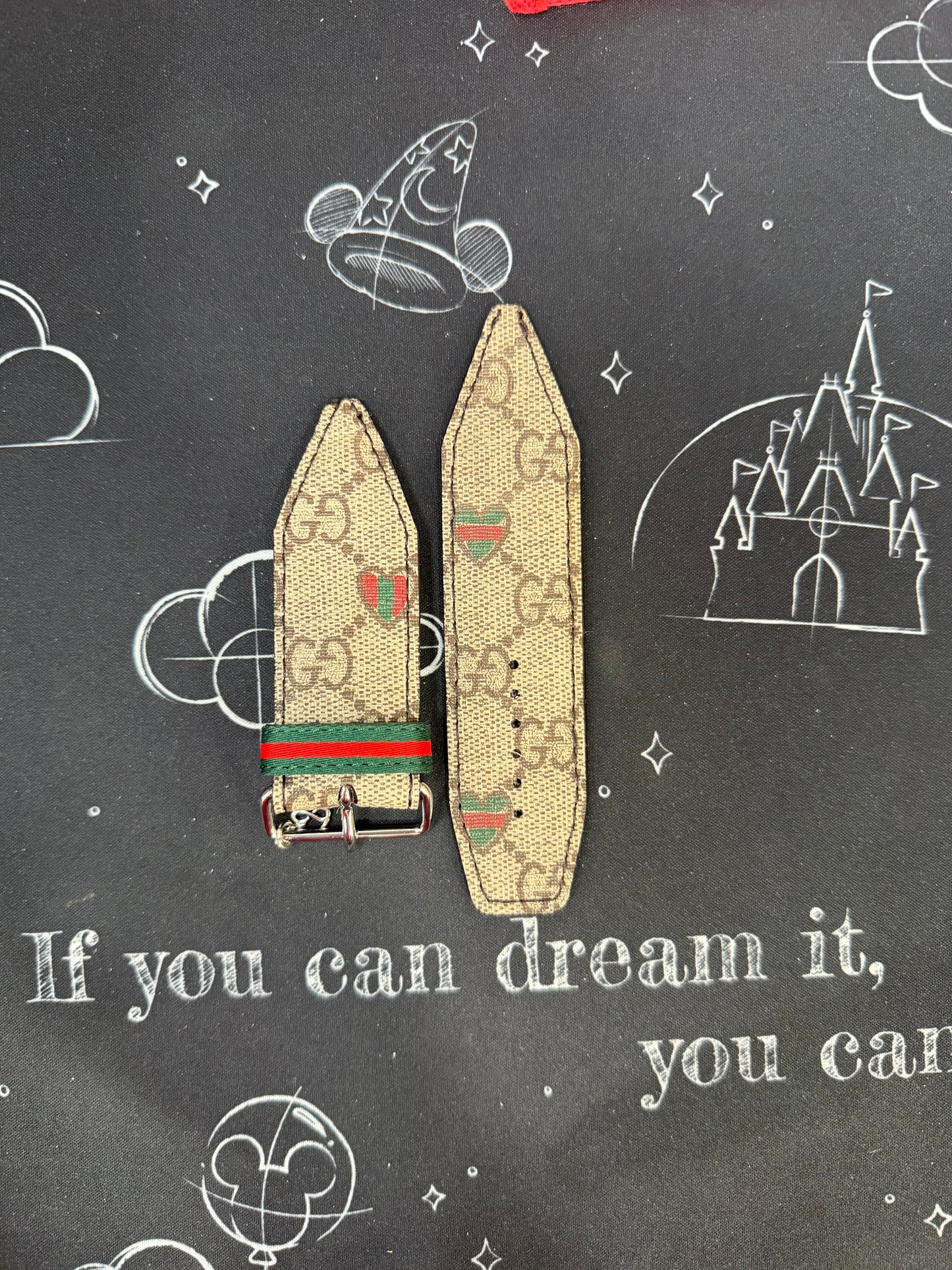 OTD- Beta- Zig-Zag Red & Green Hearts-Authentic Upcycled Rare GG Christmas Hearts with Brown Liner