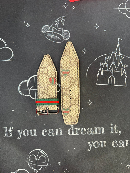 OTD- Beta- Zig-Zag Red & Green Hearts-Authentic Upcycled Rare GG Christmas Hearts with Brown Liner