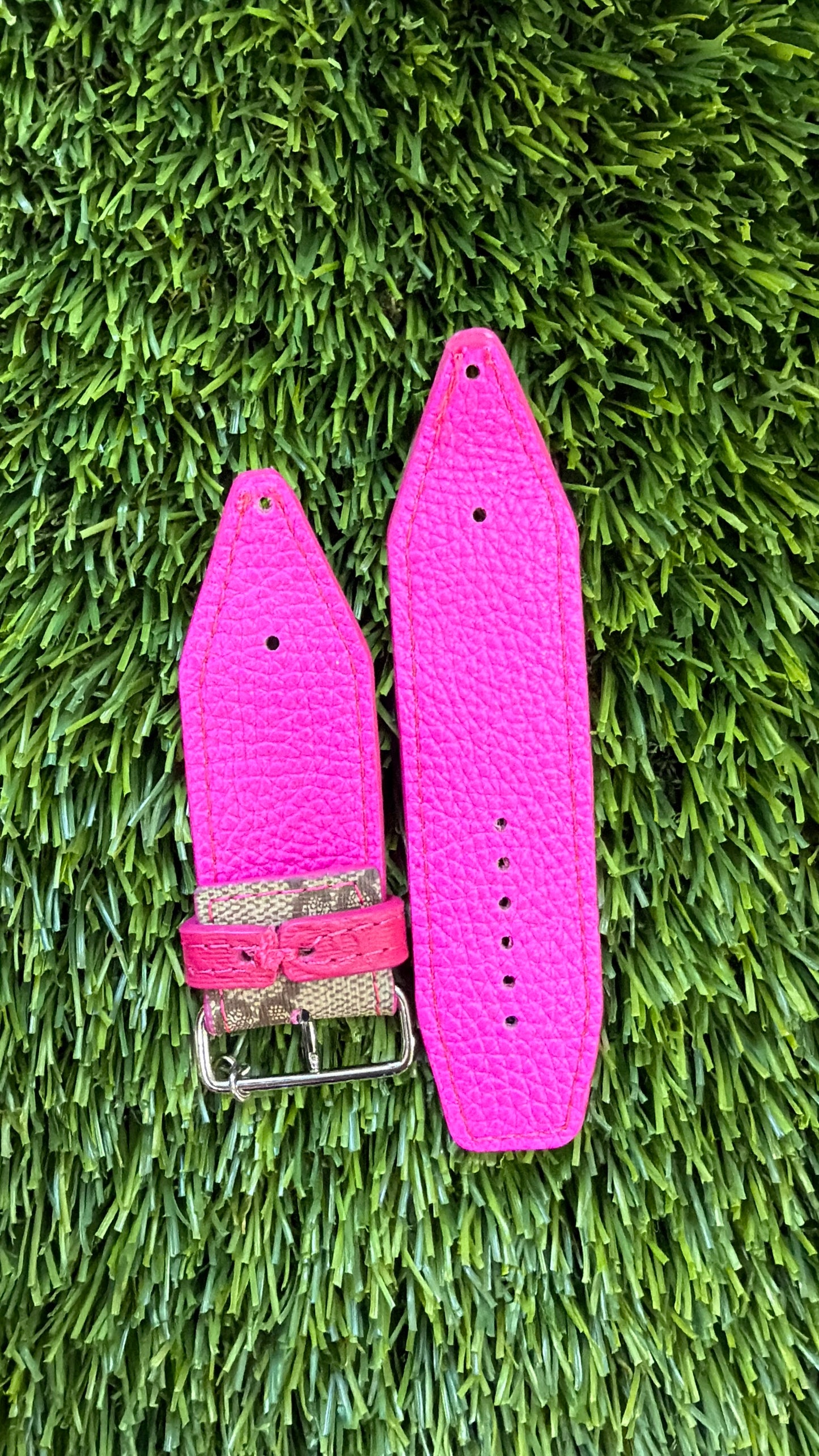 OTD-Authentic Upcycled Traditional Brown Webb Gucci with Pink
