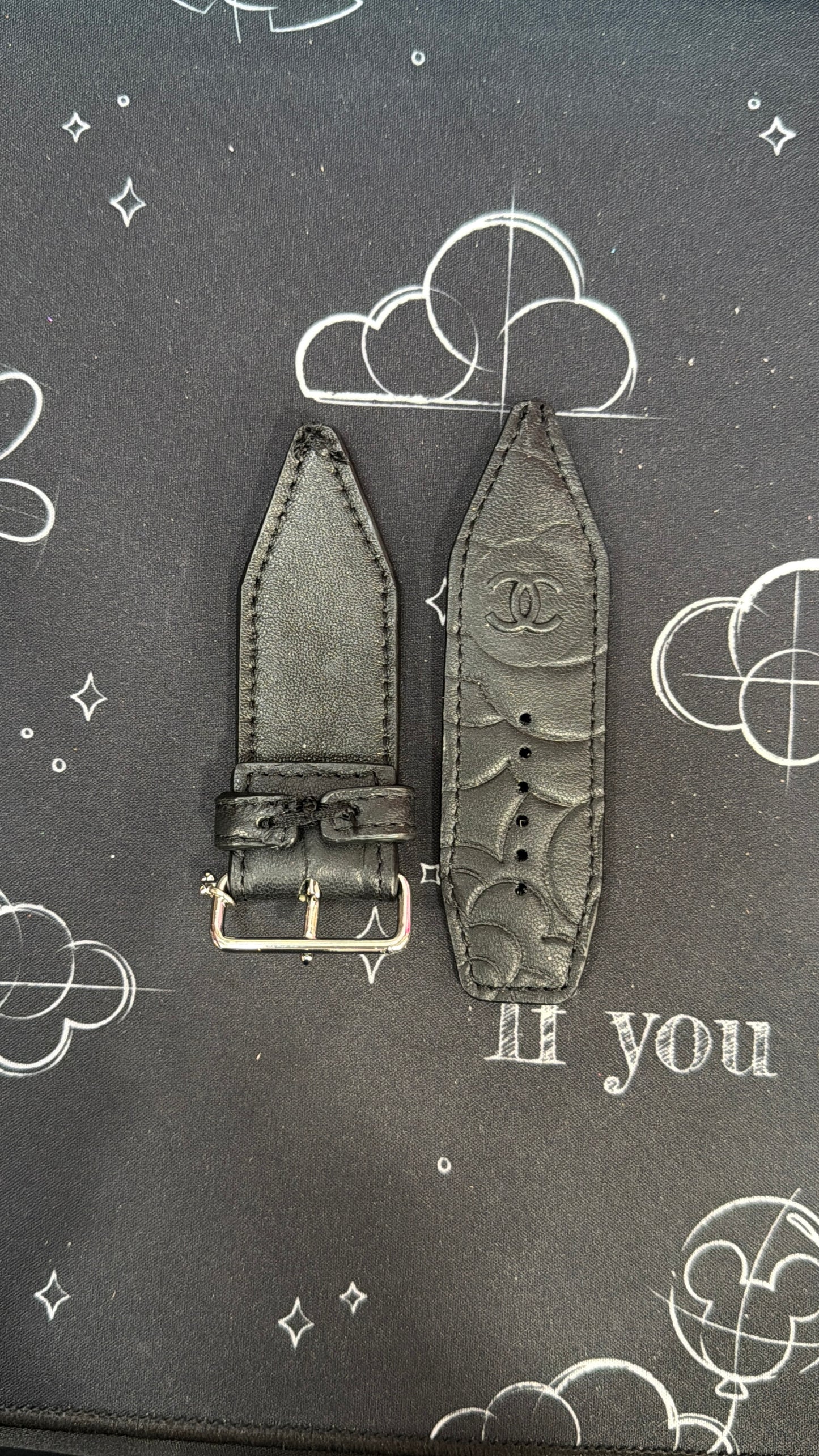 OTD-Alpha-Authentic Upcycled Black Camillia Flower Leather Chanel