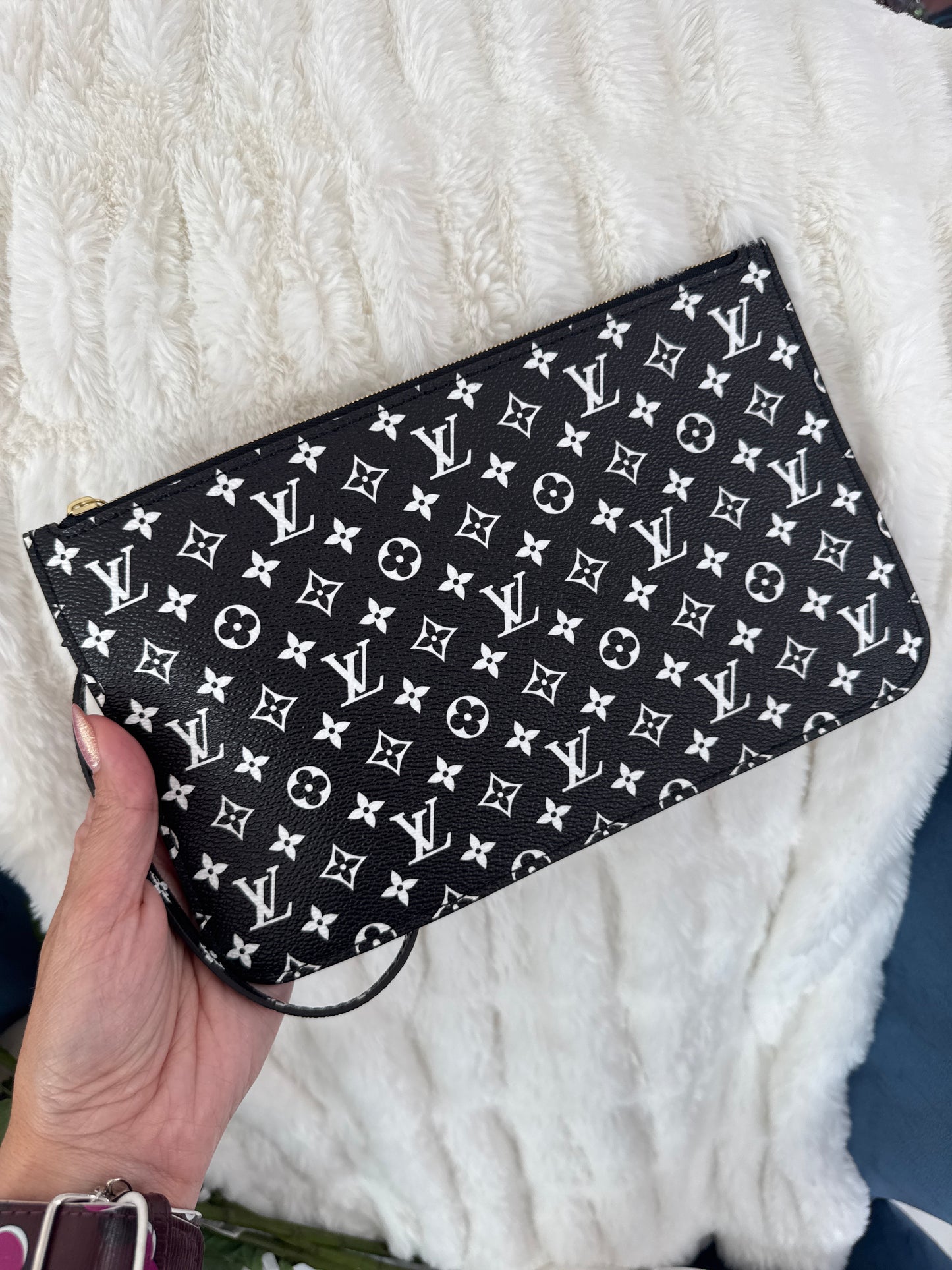 Authentic Upcycled LV Black with White Monogram