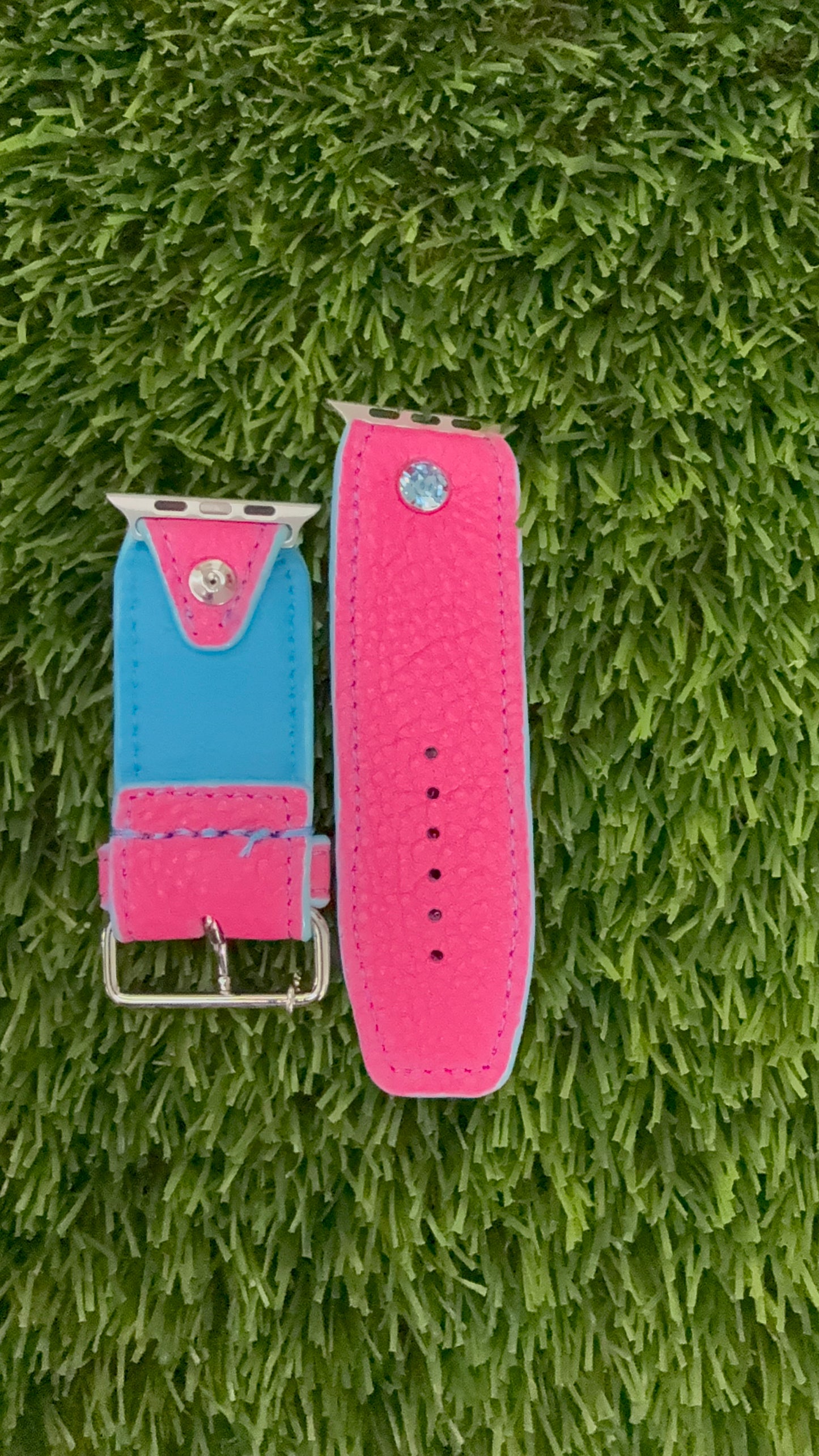 Fuchsia Pink Pebbled Leather