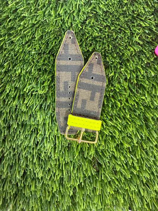 OTD-Fun Fendi Neon Yellow - Authentic Upcycled Traditional Brown Zucca Fendi