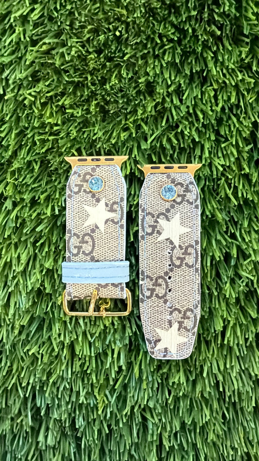 OTD-Authentic Upcycled GG Ivory Stars with Baby Blue