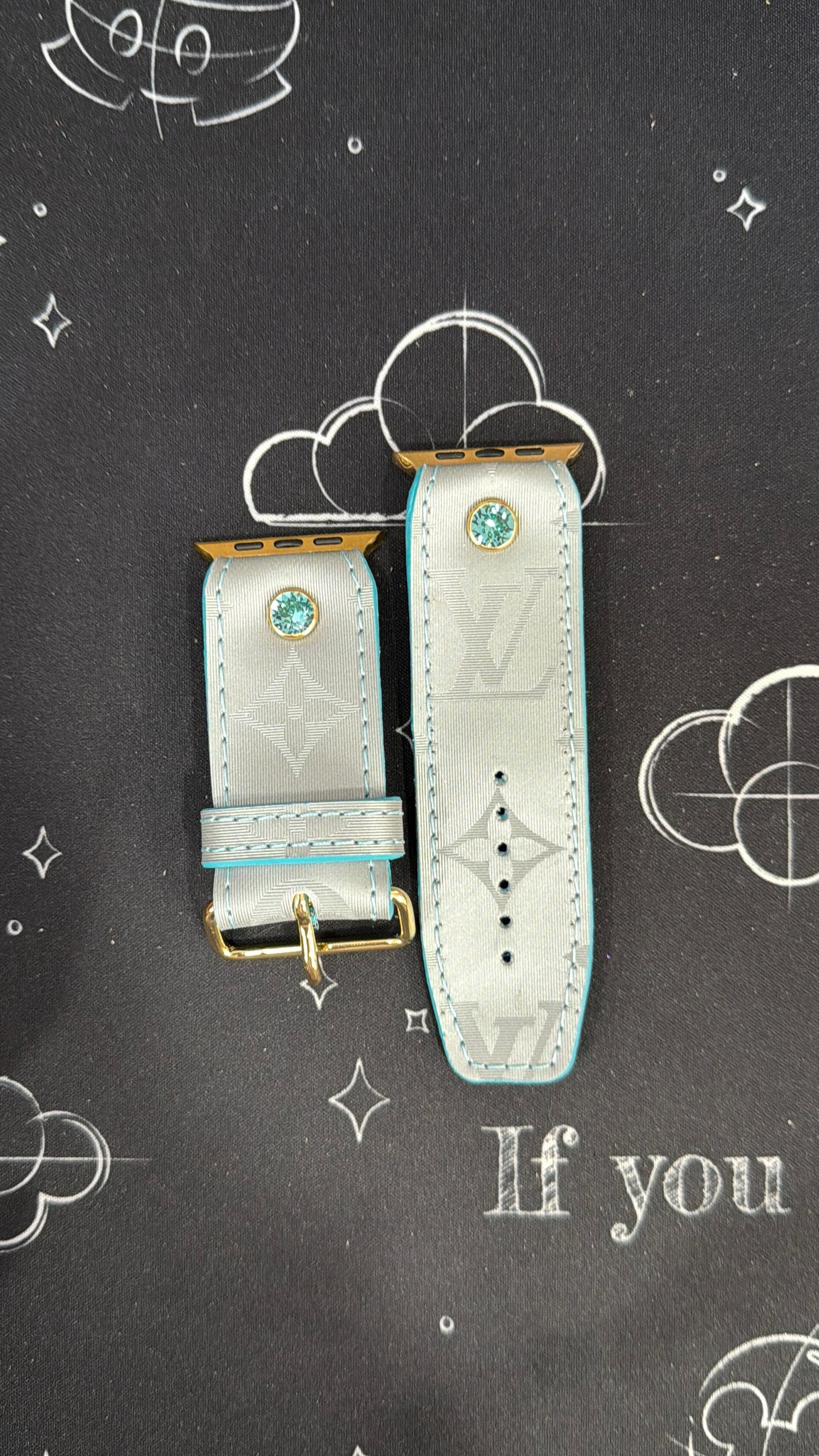 Blemished-Authentic Upcycled LV- Beta- Blue Turquoise