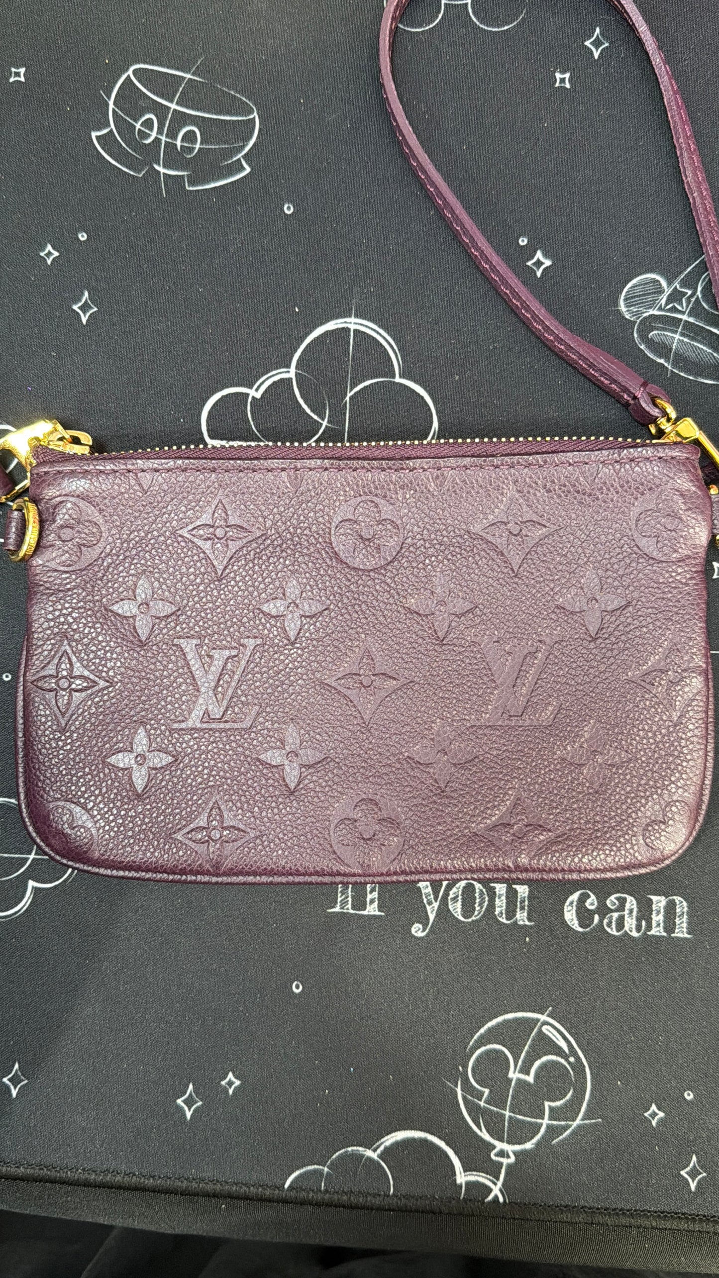 LV Aube Empreinte Zippered Wristlet (Purple)