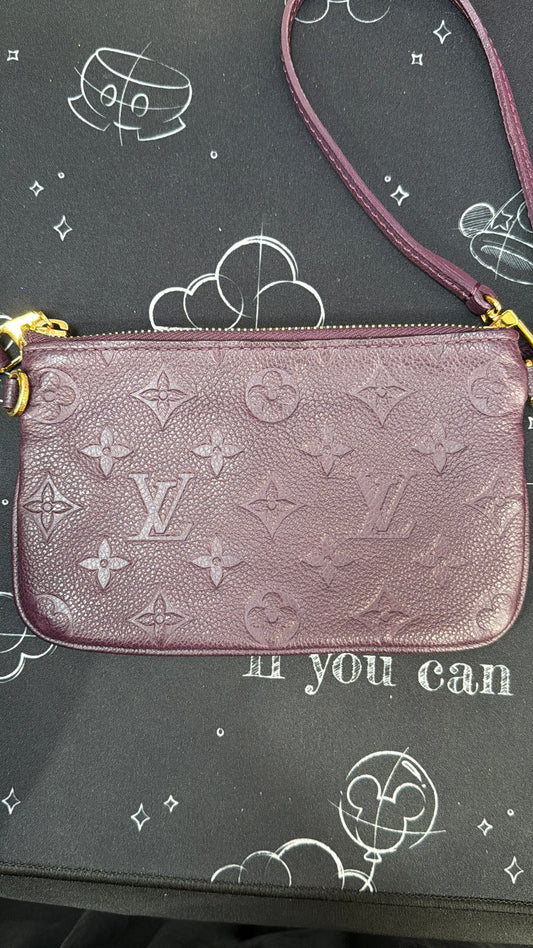 LV Aube Empreinte Zippered Wristlet (Purple)