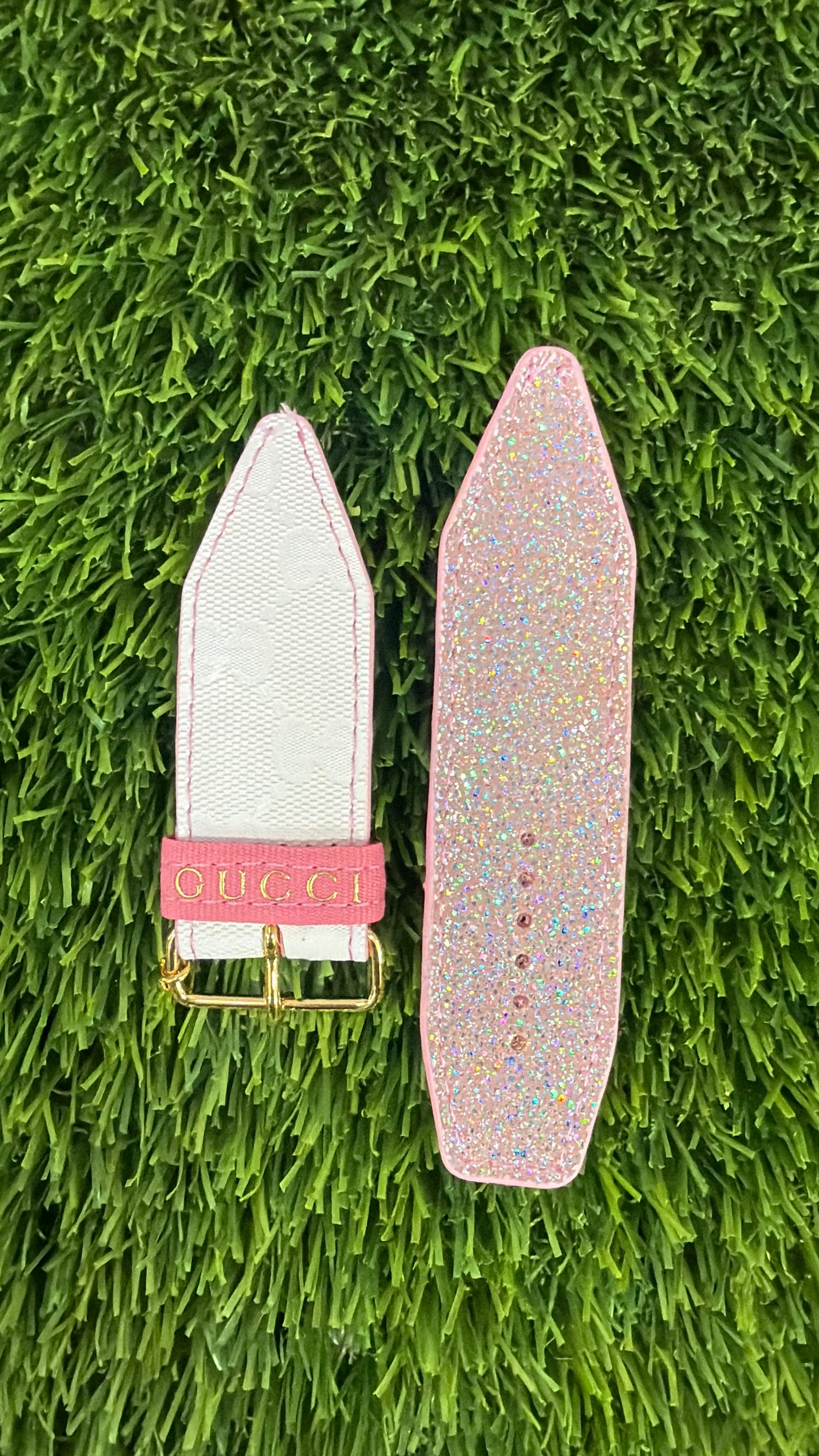OTD-Authentic Upcycled White GG Imprime with Pink