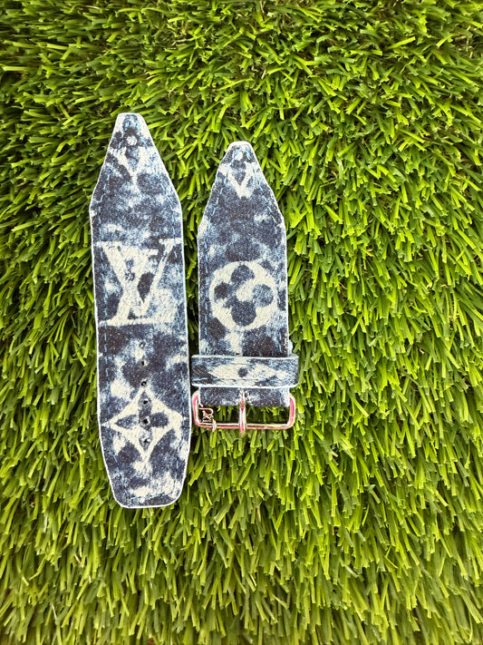 Blemmished-Beta-Authentic Upcycled LV Blue Denim Splash - White Liner