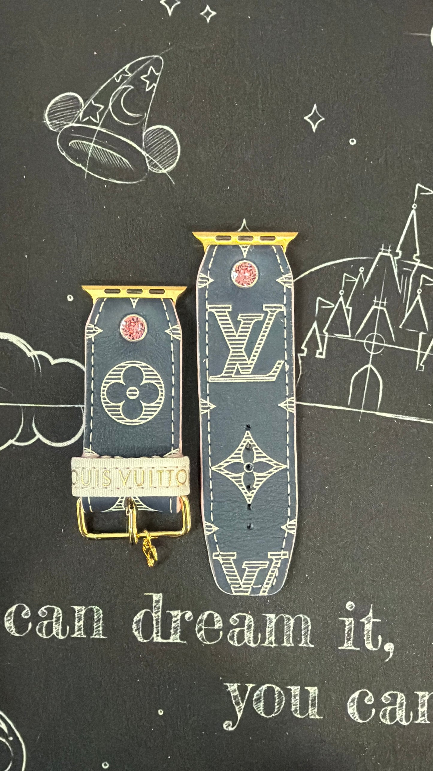 OTD-Beta-Authentic Upcycled Rare Navy with White Shadow LV Monogram (Pink)