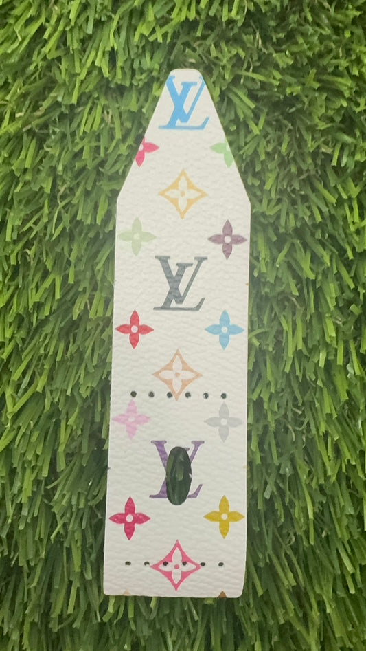 Blemished-Authentic Upcycled LV White Multicolor Mini-Select Your Size (Black Logo)