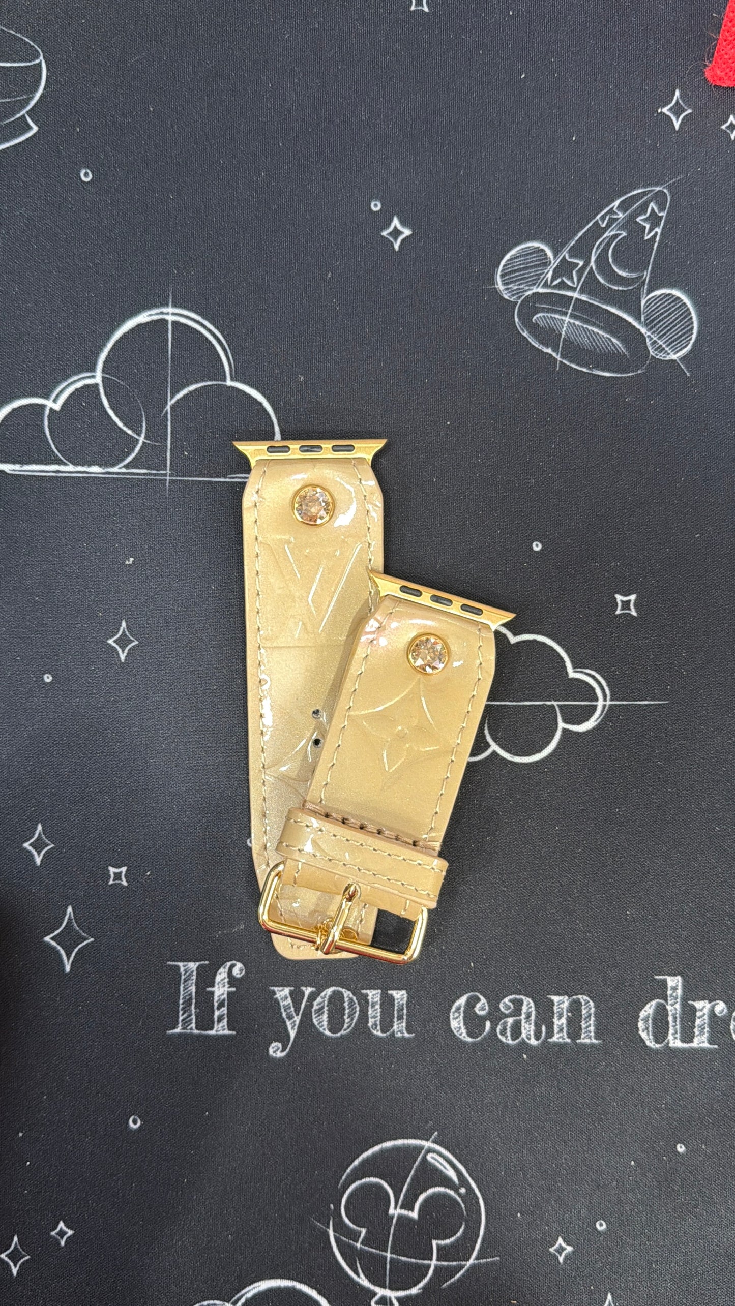 Authentic Upcycled LV Beige Vernis