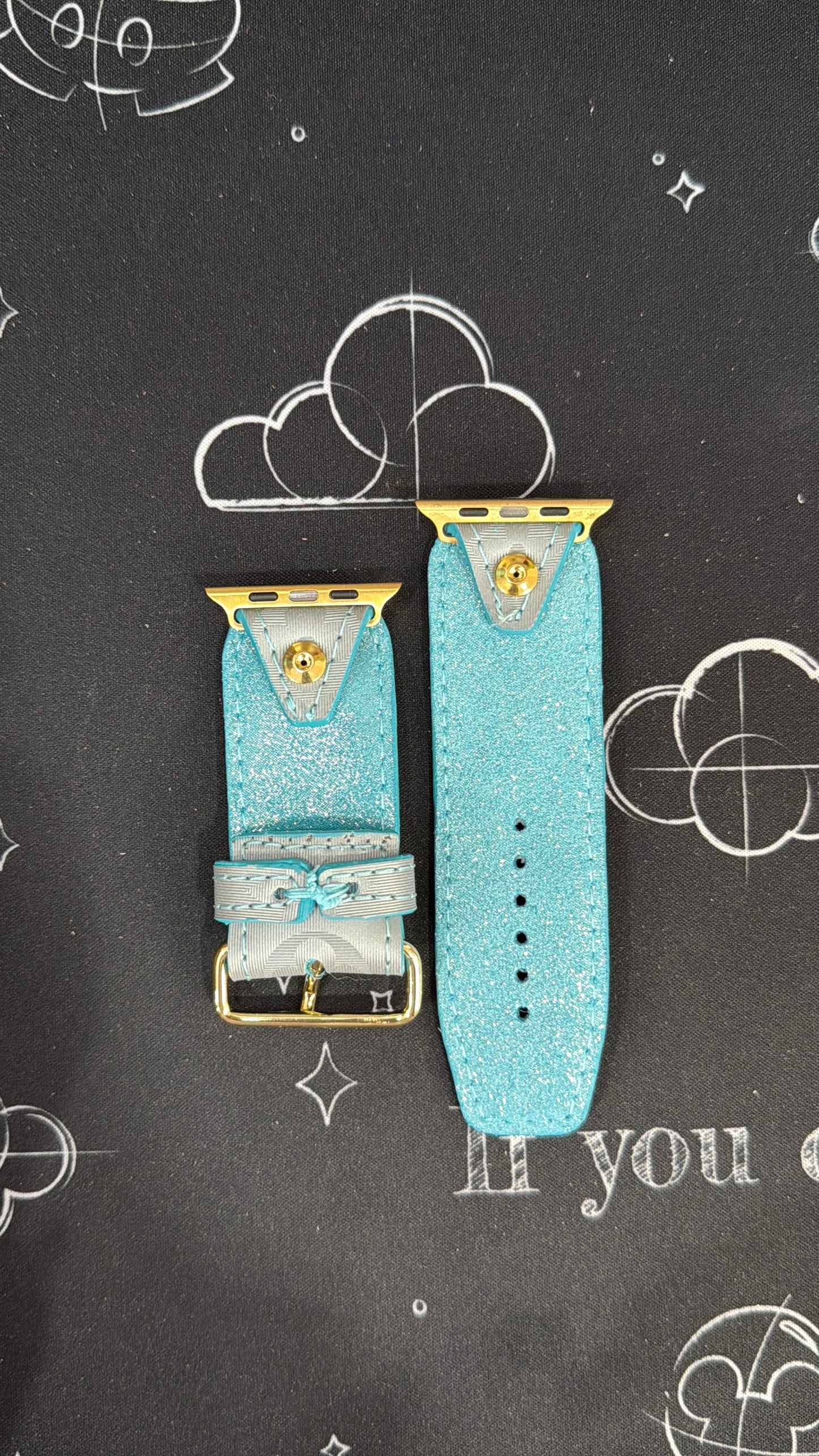 Blemished-Authentic Upcycled LV- Beta- Blue Turquoise