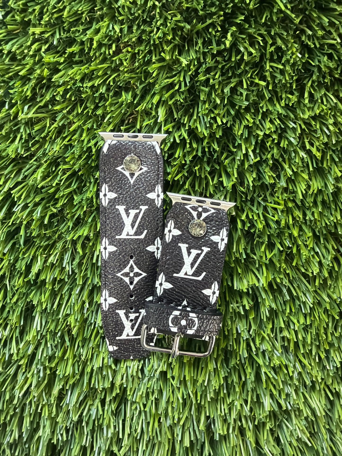 Blemished-Authentic Upcycled LV Black with White Monogram