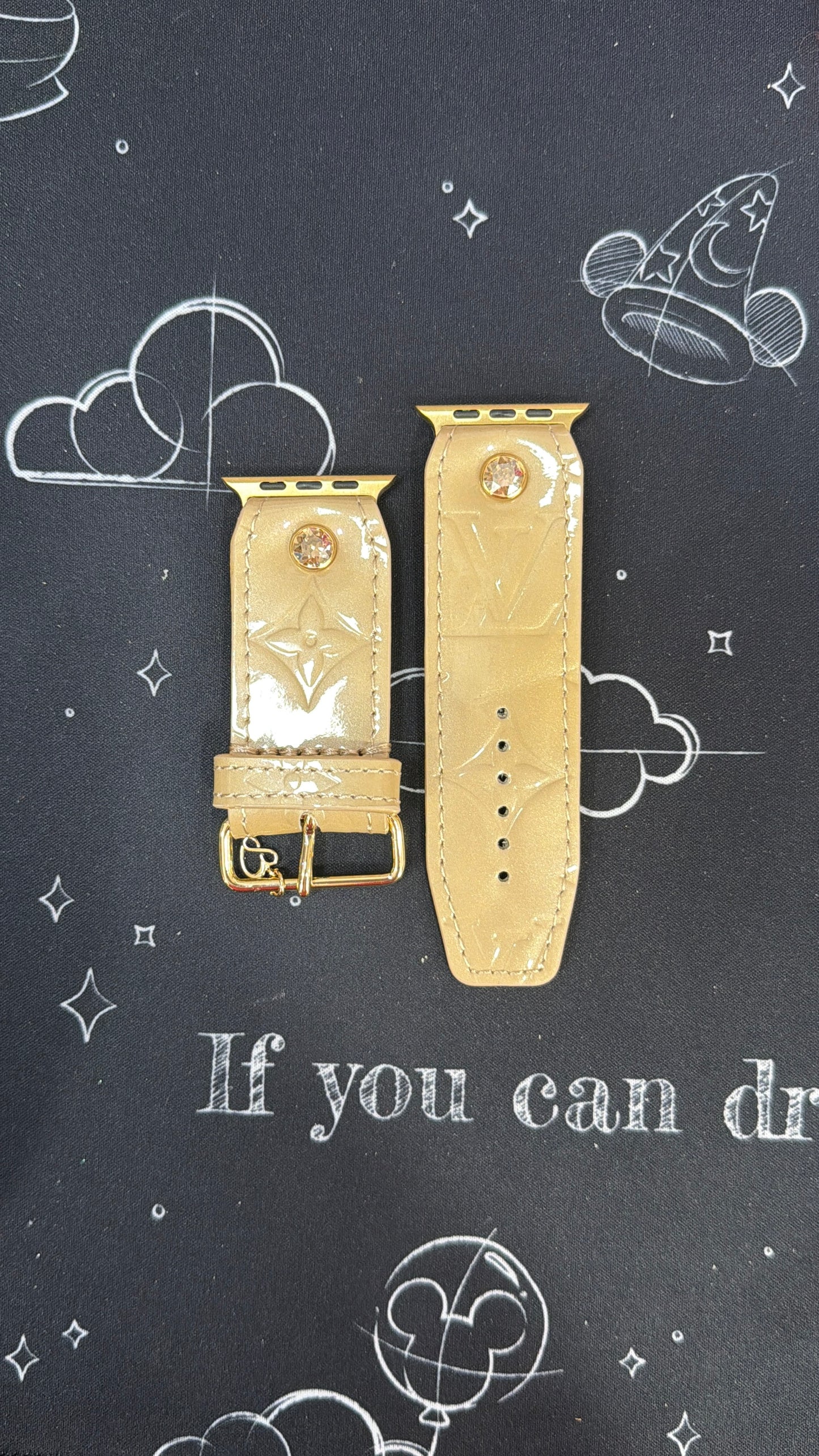 Authentic Upcycled LV Beige Vernis