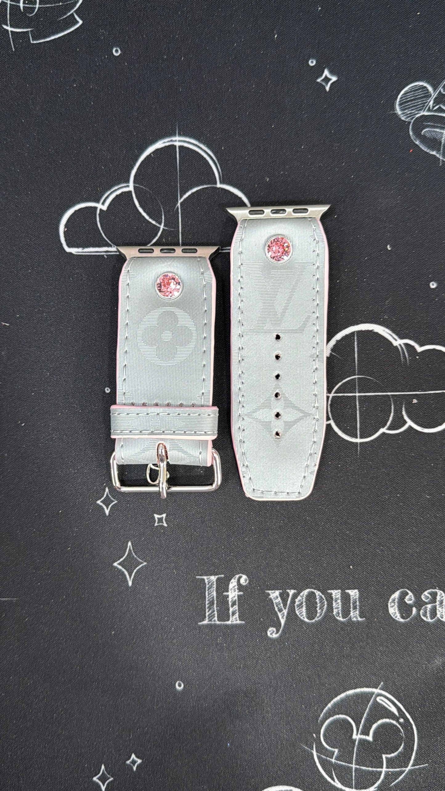 Blemished-Authentic Upcycled LV Satellite-Alpha-Pink and Silver