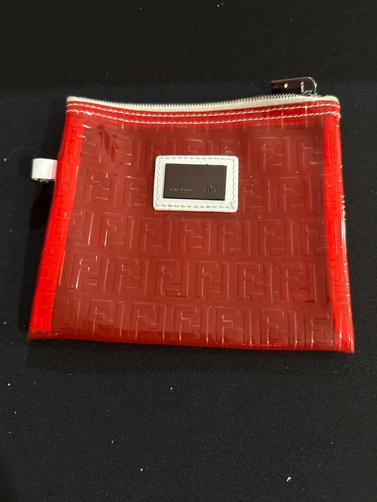 Borsa FENDI Zucchino Vinile Rosso Bianco Zipper Pouch