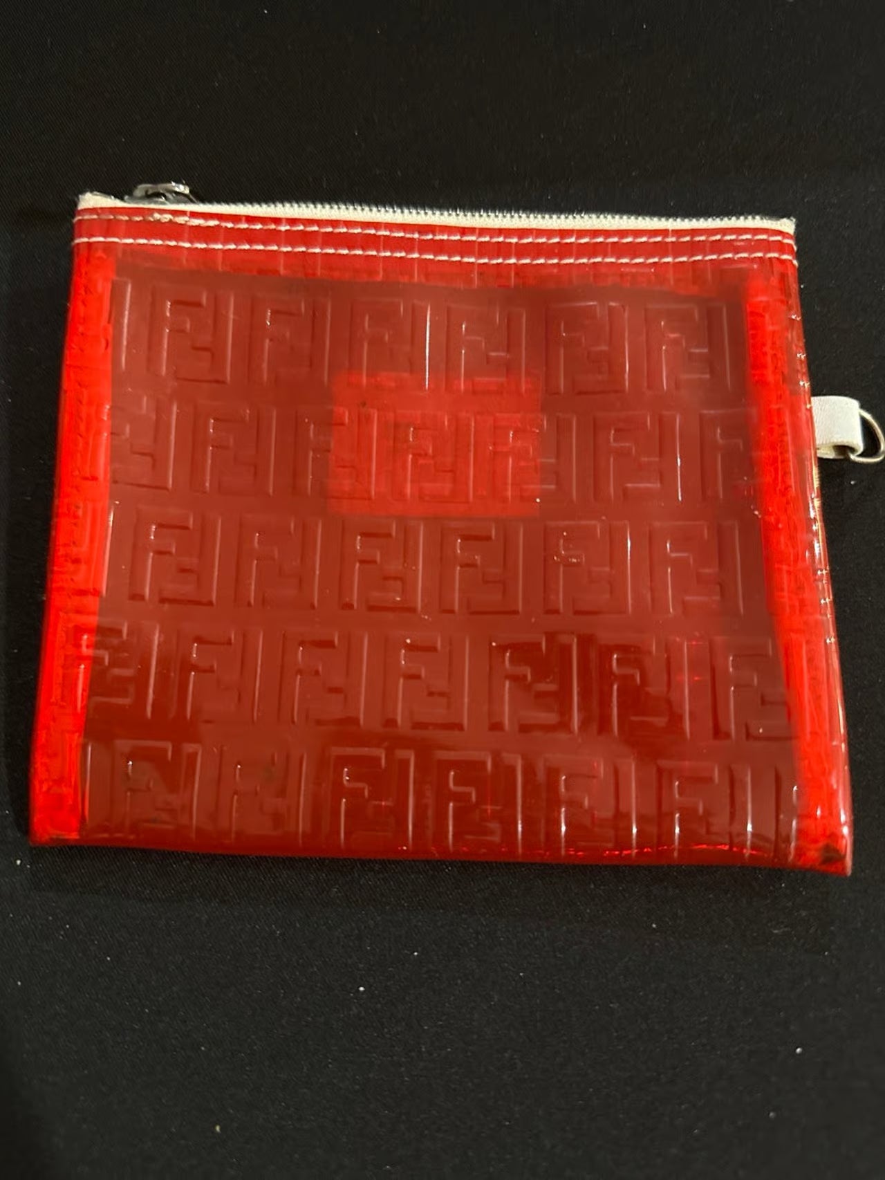 Borsa FENDI Zucchino Vinile Rosso Bianco Zipper Pouch