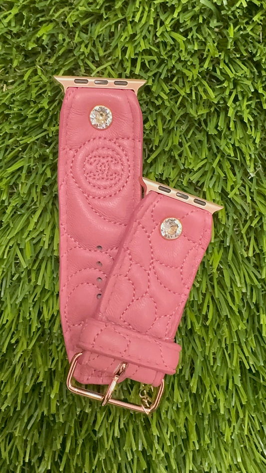 Authentic Upcycled Pink Rose Stitched Leather Chanel