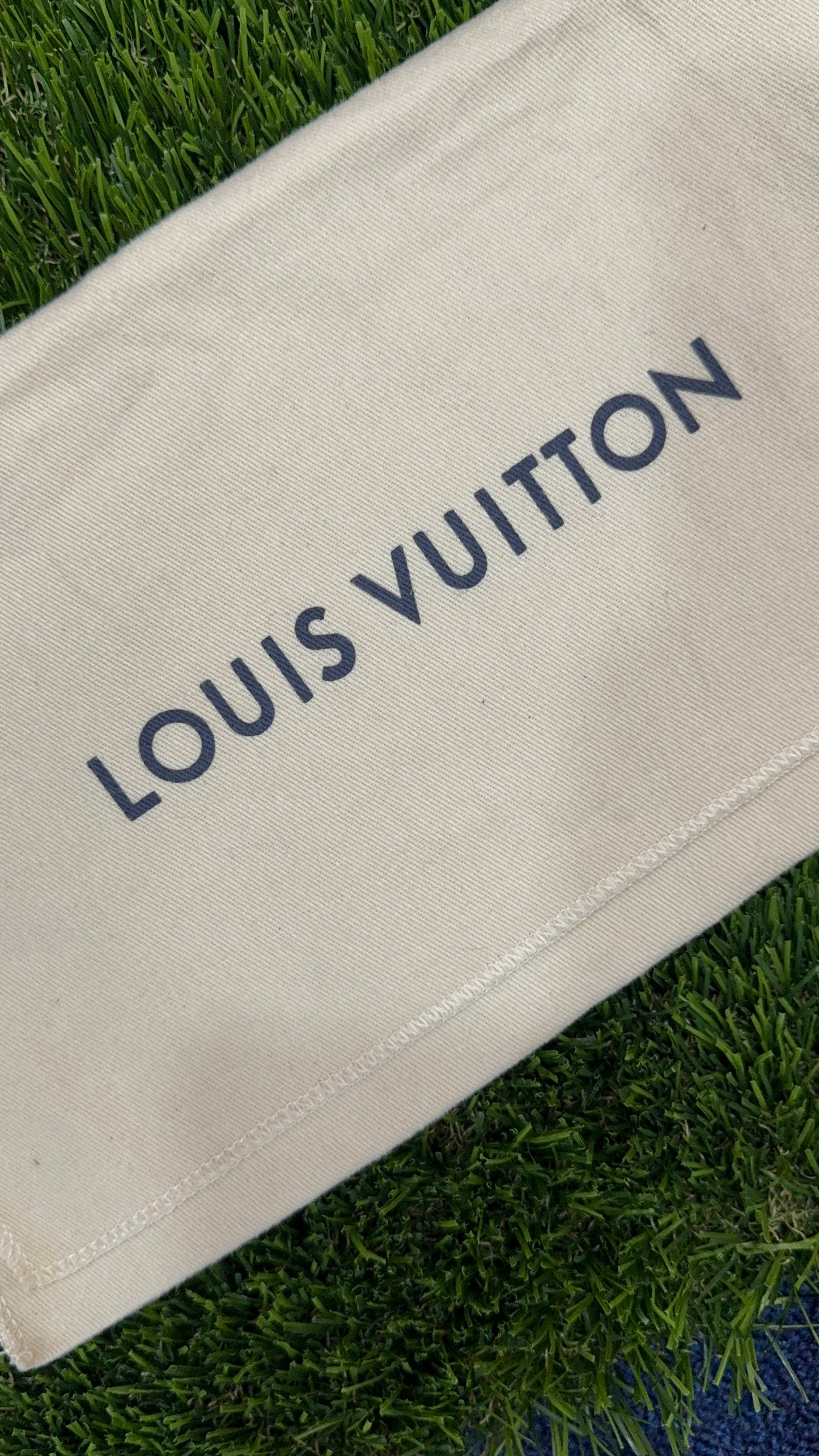 Authentic Upcycled LV Beige Navy Dust Bag