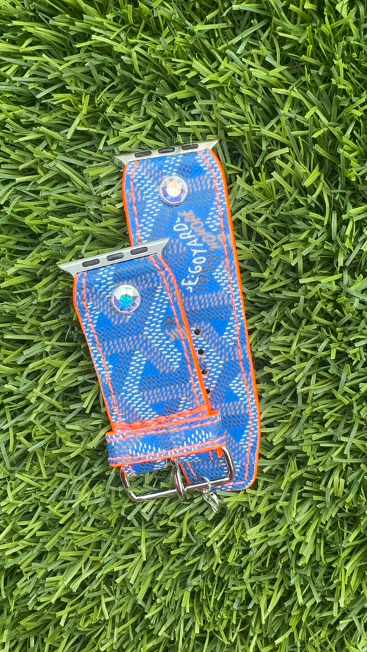 OTD-Authentic Upcycled Sky Blue Goyard- Beta- Horizontal Orange