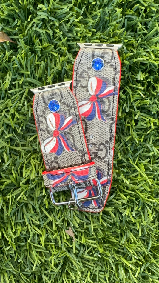 Authentic Upcycled GG Red, White and Blue Bows