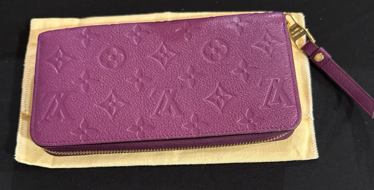 Louis Vuitton Zippy Monogram Empreinte Clemence Leather Zip Around Long Wallet